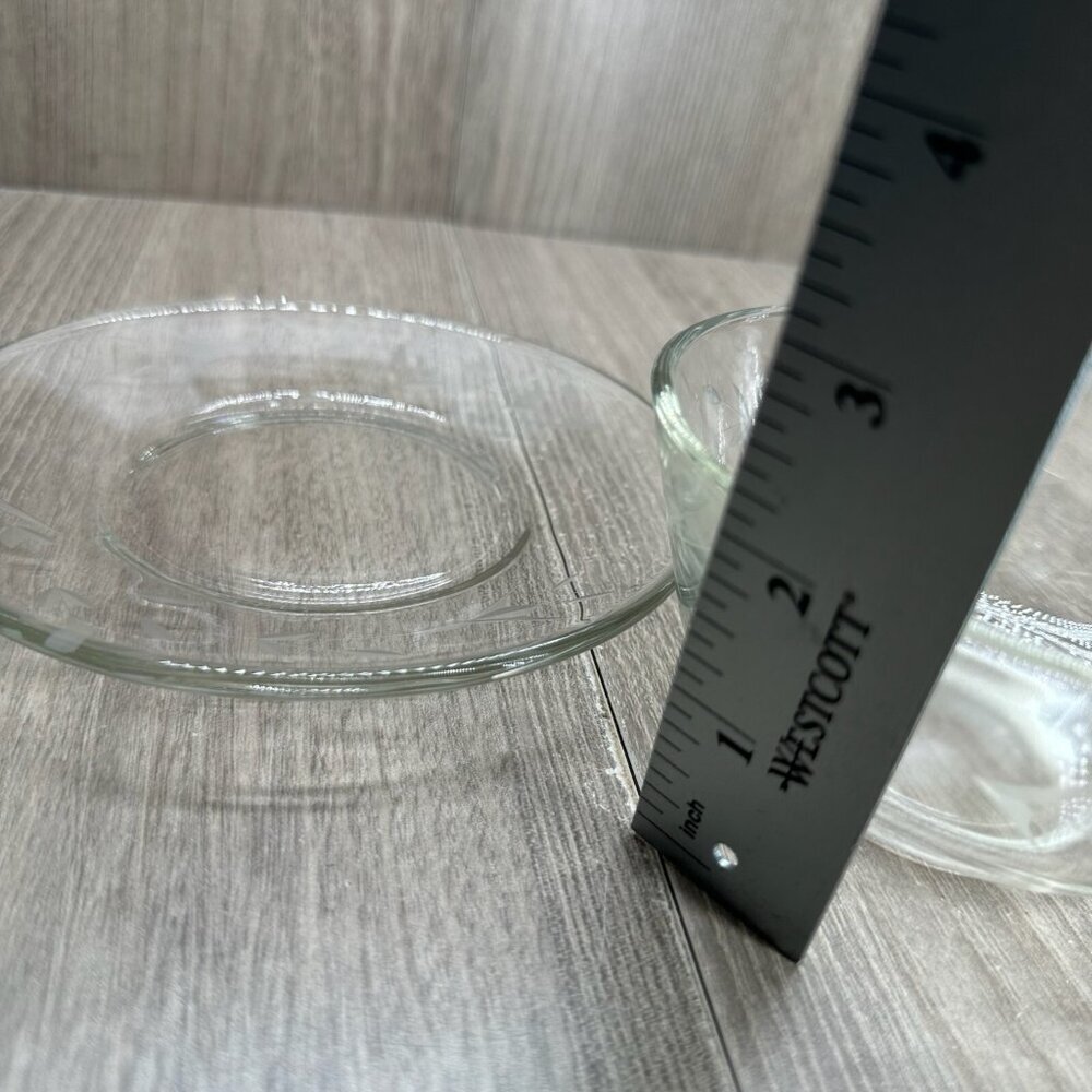 Vintage Clear Glass Bowl & Plate Set with Etched Leaf Vine Elegant Design - Picture 10 of 10